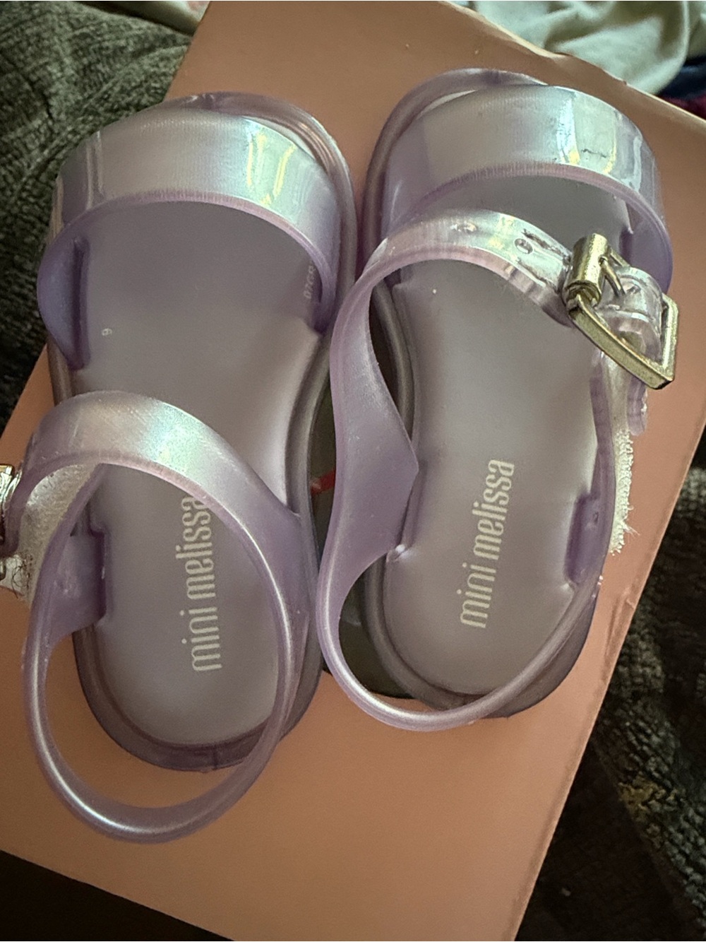 Mini Melissa Iridescent Lavender Jelly Sandals for Kids